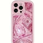 Pink Glitter Dollar Transparent Mobile Phone Case